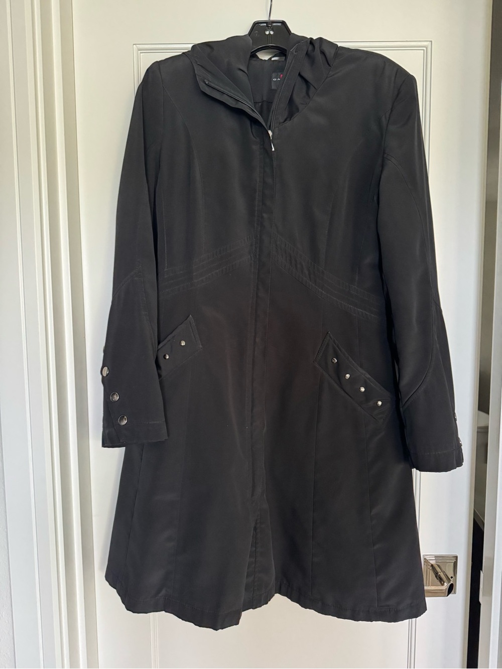 Women’s Black Hooded Raincoat Coat